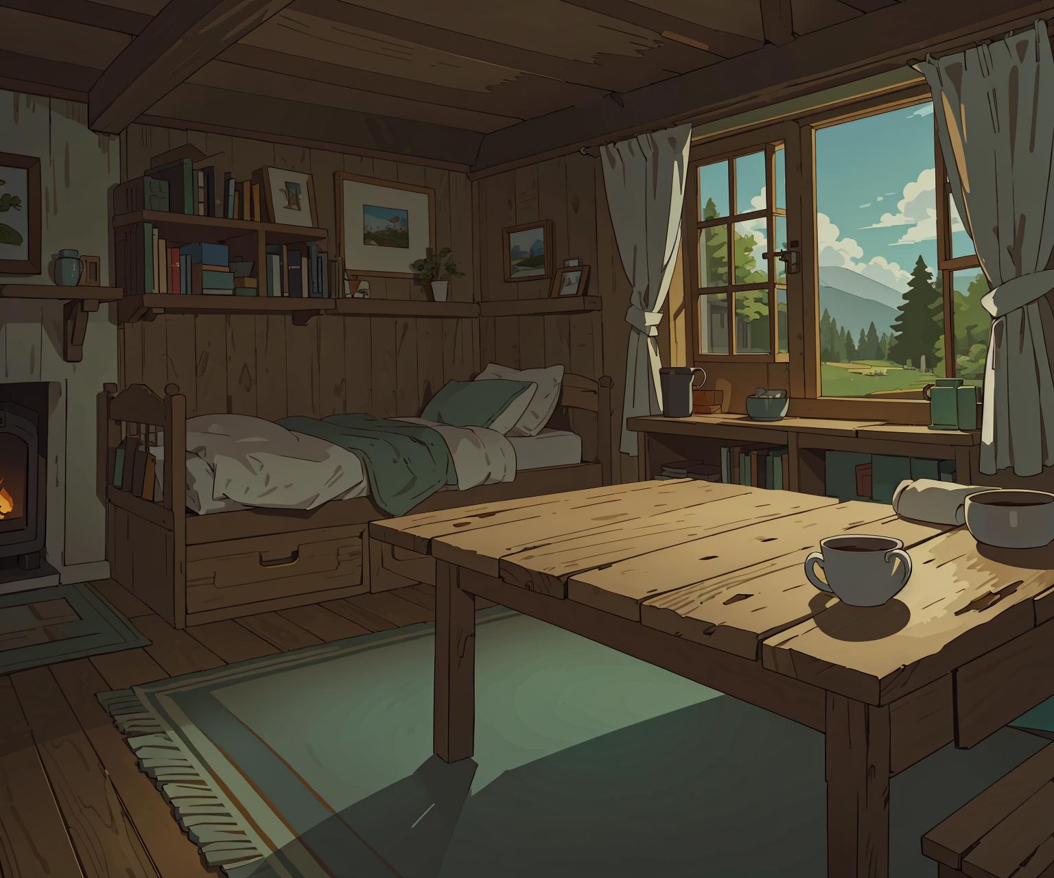 visual novel anime background summer camp cabins anime